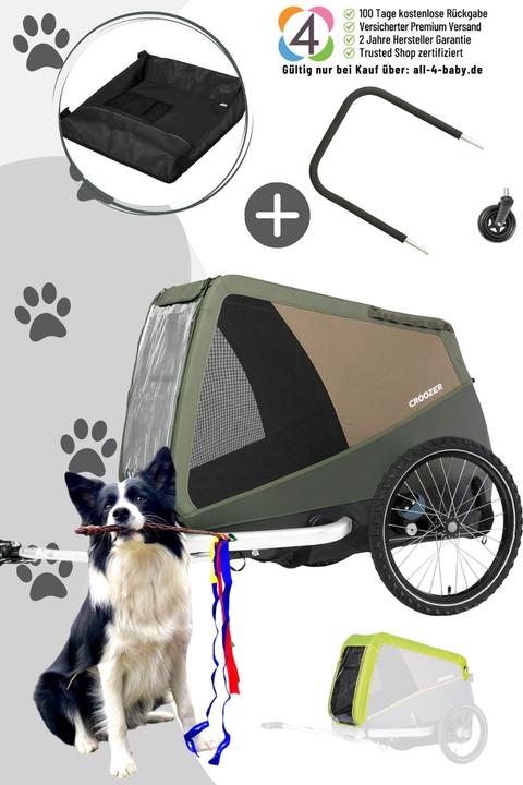 Actual product image Croozer Dog Mikke Happy Walk Bundle inkl. Regenverdeck, Packfach und Buggy-Set