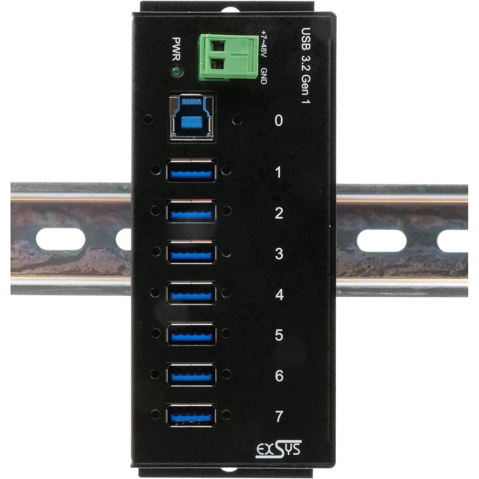 Exsys Ex-1187hmvs (USB-B, 7 Ports), Dockingstation + USB Hub, Schwarz