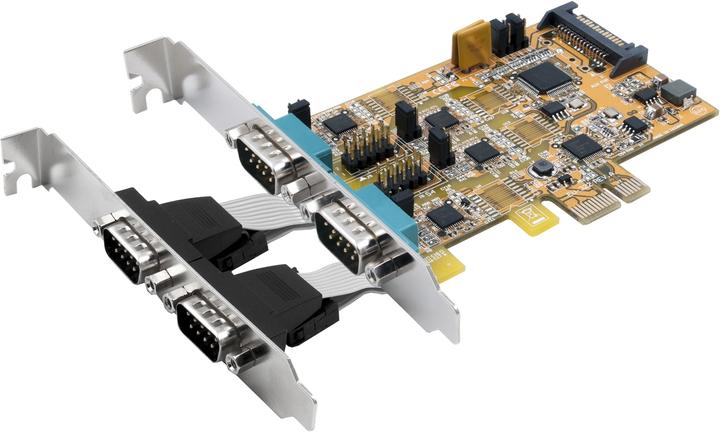 Exsys 4S Scheda PCIe seriale RS-232/422/485, POS regolabile (set di chip FTDI)