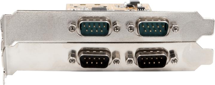 Produktbild Exsys 4S Seriell RS-232/422/485 PCIe Karte, POS einstellbar (FTDI Chip-Set)
