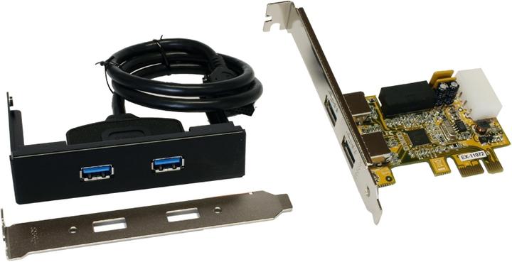 Actual product image Exsys GmbH USB 3.2 Gen1 PCIe Card with 2 External + 2 Internal Ports