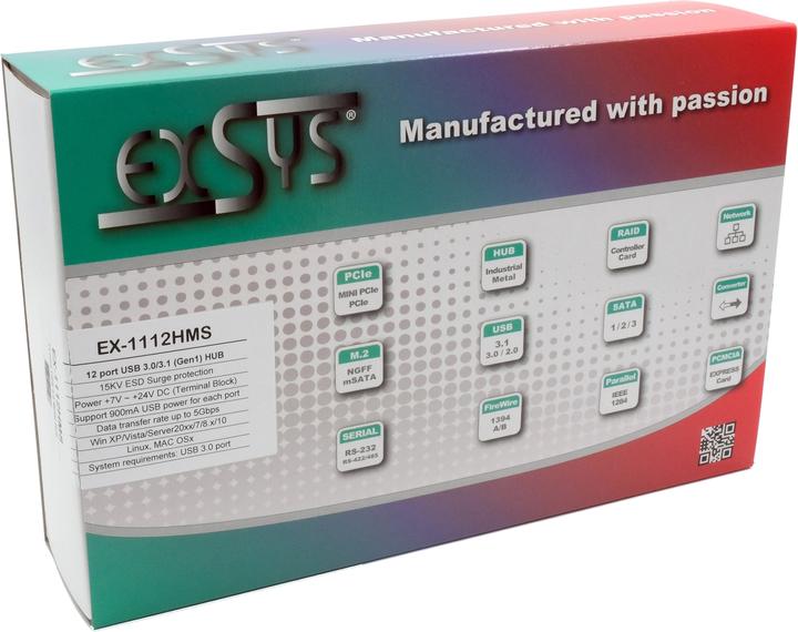 Actual product image Exsys EX-1112HMS, 12xUSB 3.0/3.1 Metal HUB (USB-B, 12 Ports)