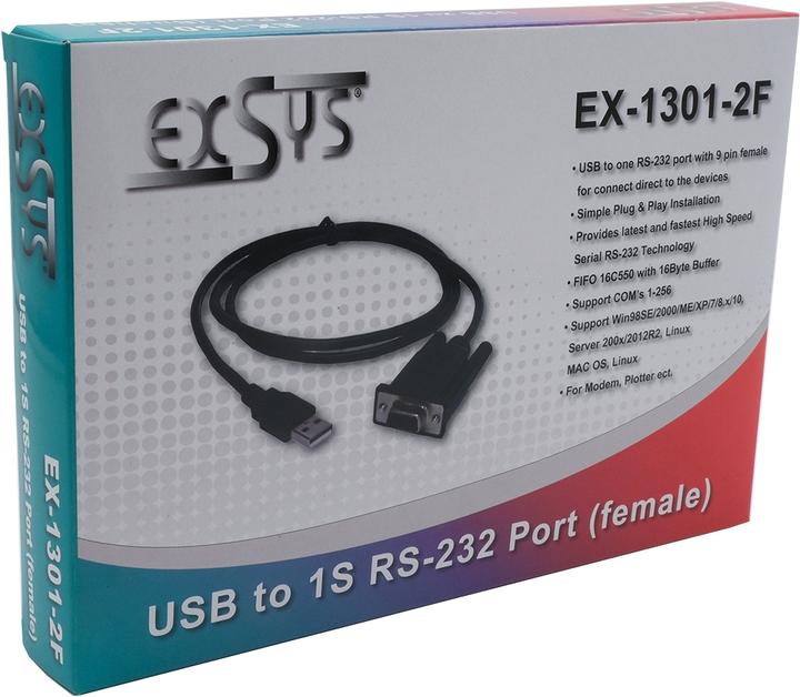 Produktbild Exsys EX-1301-2F - USB zu 1 x RS232 mit Buchsen Anschluss 9 Pin