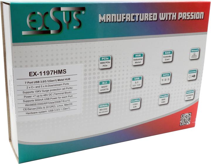 Immagine prodotto Exsys Ex-1197hms, 7x Hub USB 3.0 / 3.1 (USB-B, 7 porte)