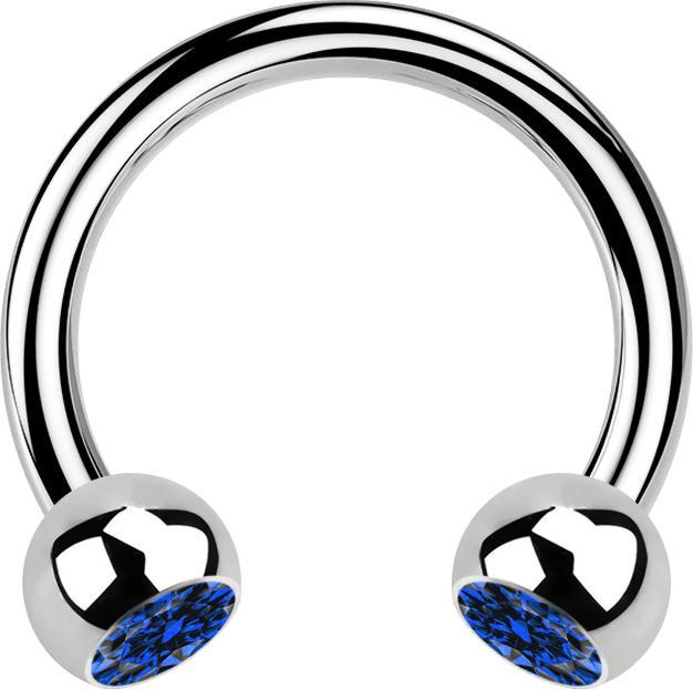 Immagine prodotto Star Piercing Campanile circolare in argento con due sfere di cristallo blu scuro (senza ottone, Acciaio chirurgico 316L)