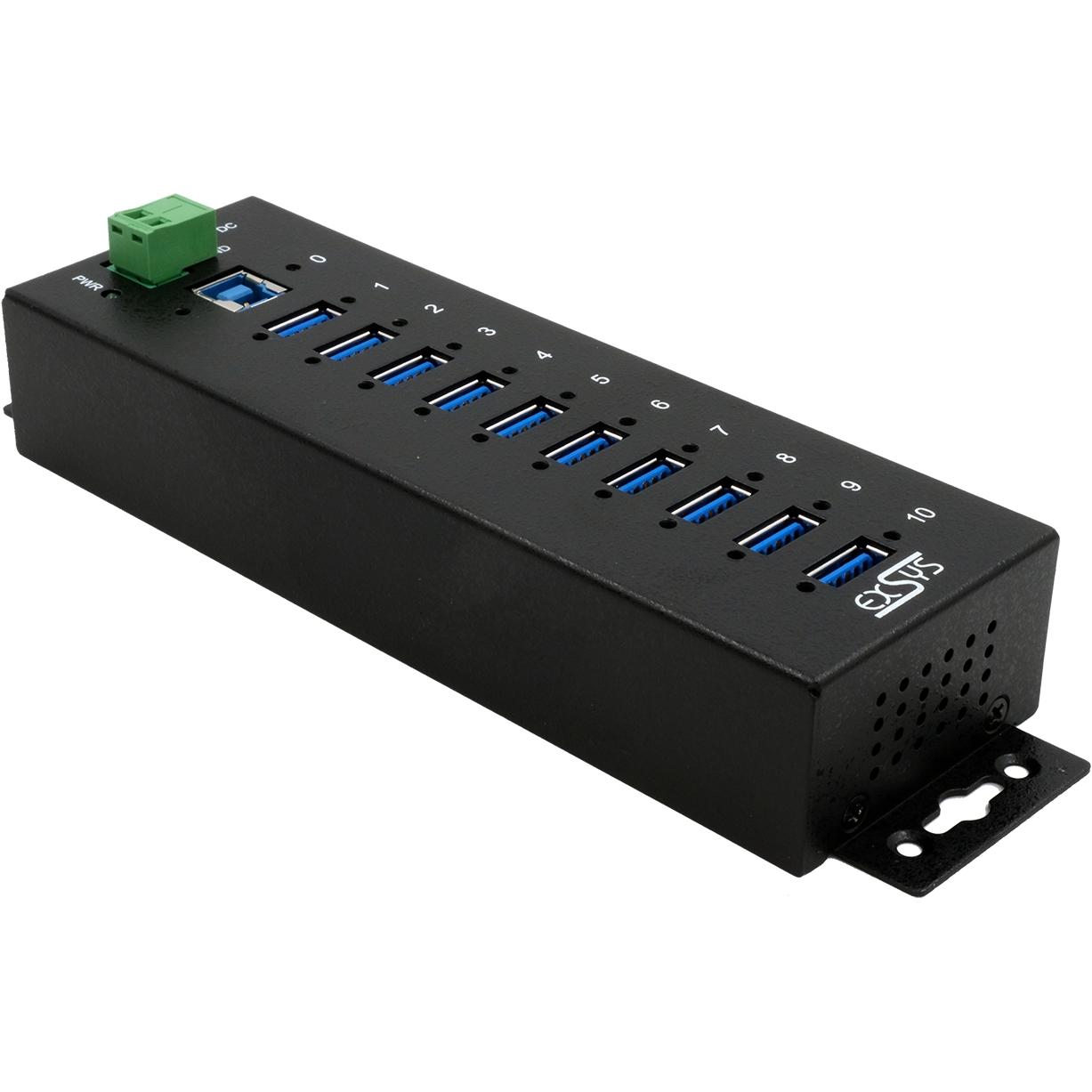 Thumbnail - Exsys Ex-1110hmvs (USB-B, 10 Ports), Dockingstation + USB Hub, Schwarz