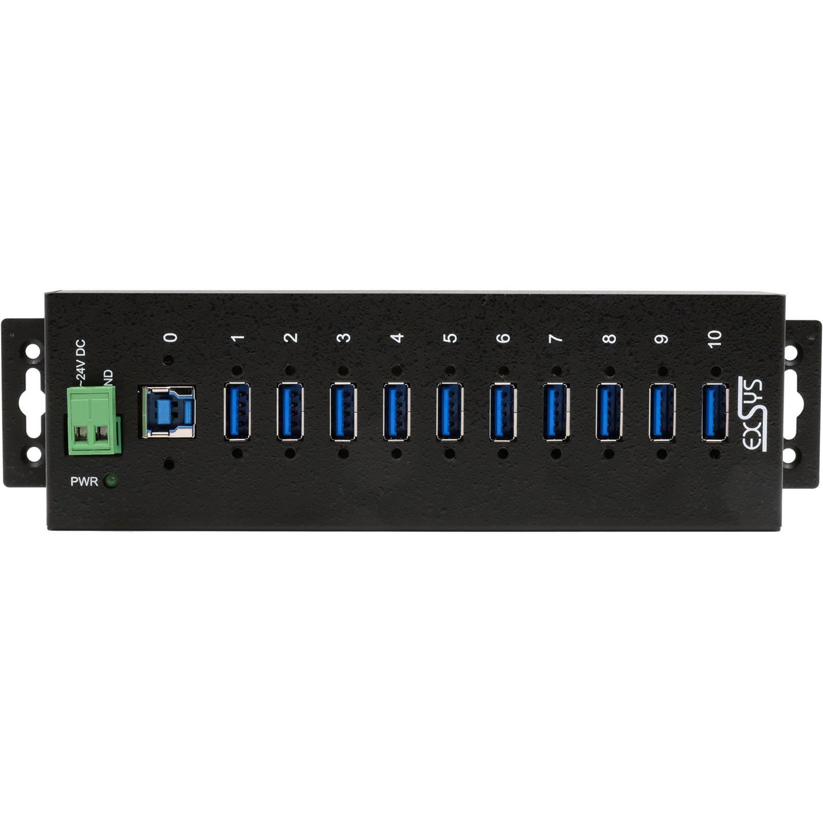 Exsys Ex-1110hmvs (USB-B, 10 Ports), Dockingstation + USB Hub, Schwarz