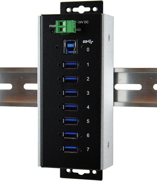 Actual product image Exsys EX-1187HMVS-WT USB 3.0 (3.1 Gen 1) Type-B 5000Mbps Black Interface Hub (USB-B, 7 Ports)