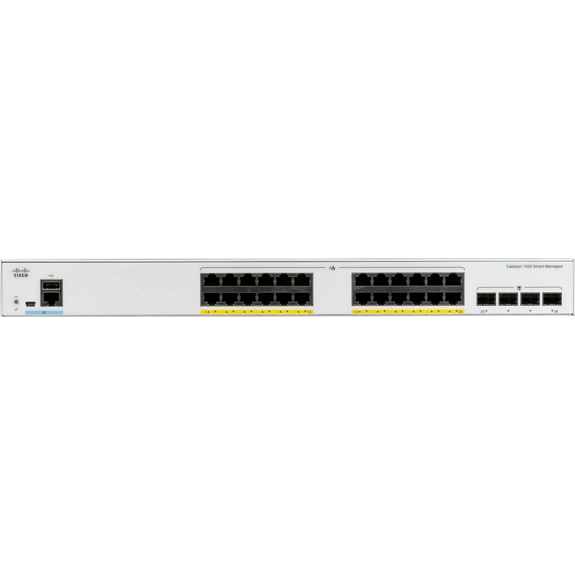 Cisco 24 Port Rail Switch C1000-24T-4G-L (24 Ports), Netzwerk Switch, Grau