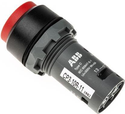 Actual product image ABB Pushbutton 1 NO contact 1 NC contact red