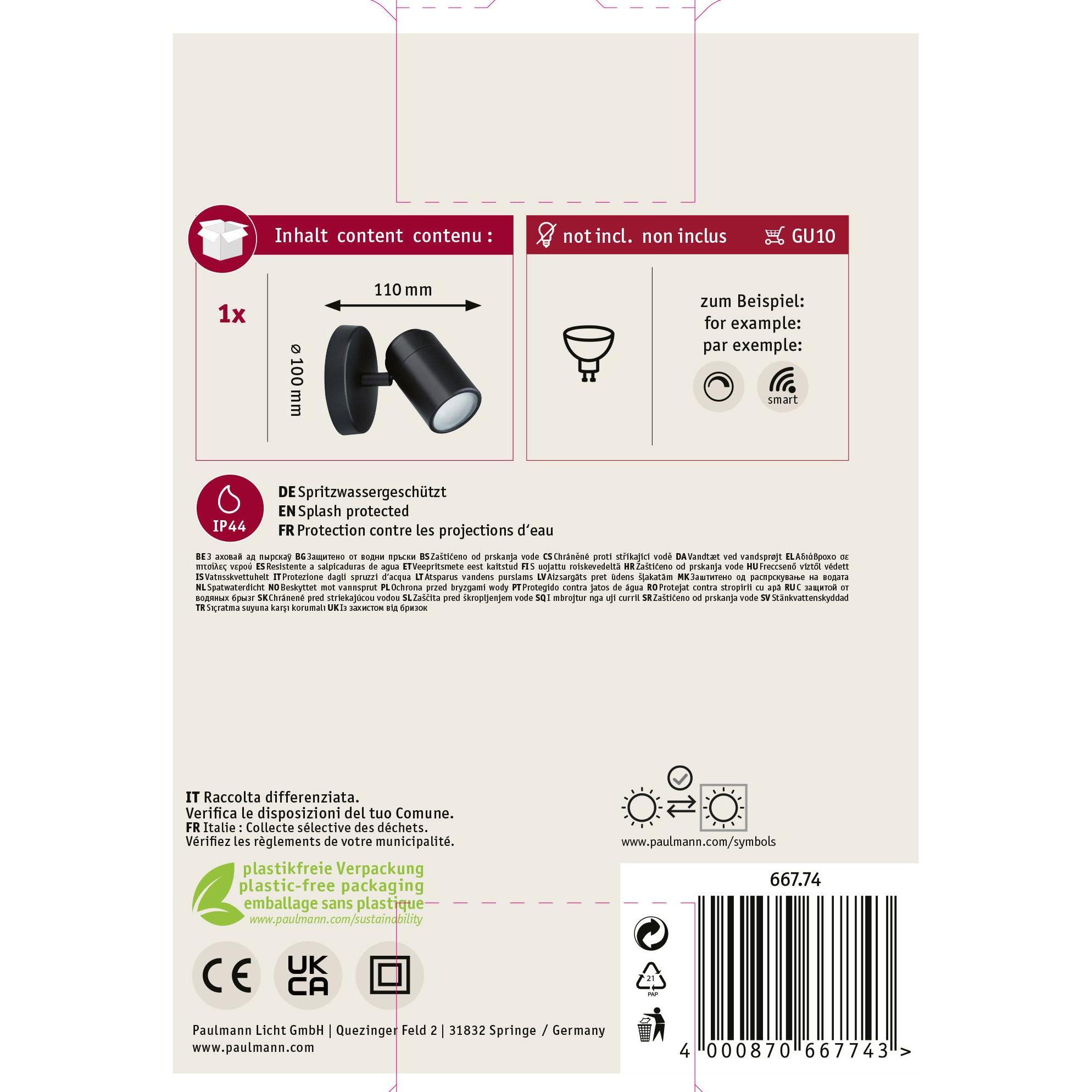 Thumbnail - Paulmann, Wandleuchte + Deckenleuchte, Spotlight Zyli (GU10)