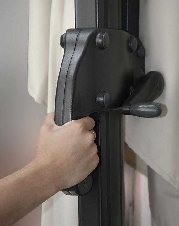 Actual product image Mendler Gastronomy traffic light umbrella, 3,5x3,5m (Ø4,95m) Polyester Alu/Steel 25kg - Flap, cream-grey (3.50 m)