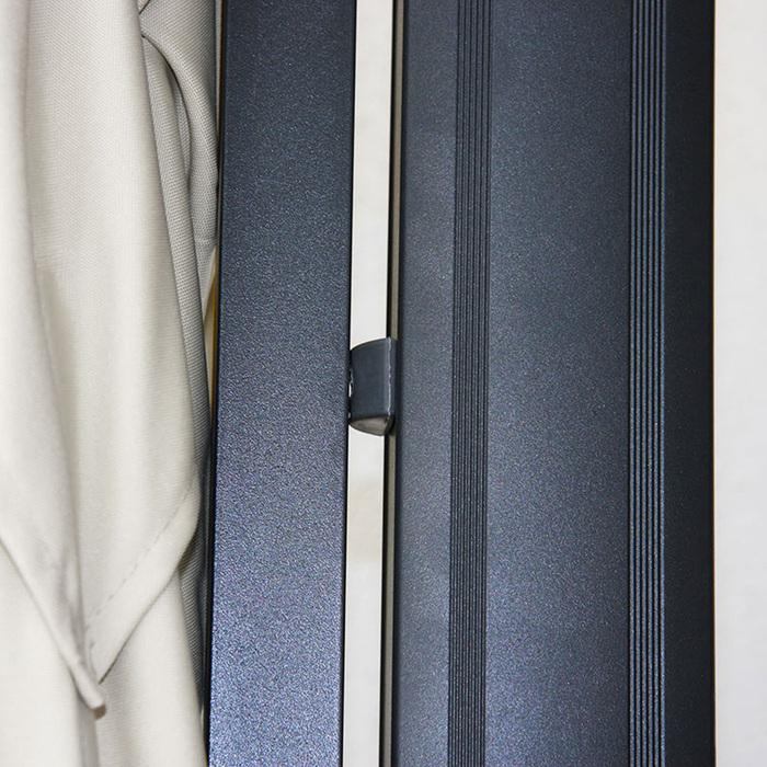 Actual product image Mendler Gastronomy traffic light umbrella, 3,5x3,5m (Ø4,95m) Polyester Alu/Steel 25kg - Flap, cream-grey (3.50 m)