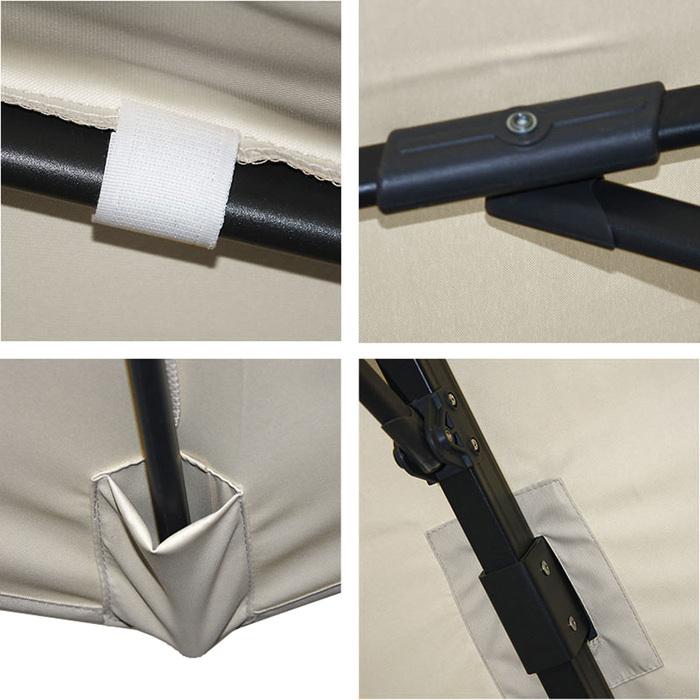 Image du produit Mendler Parapluie de signalisation pour la restauration, 3x4m (Ø5m) polyester alu/acier 26kg - Flap, gris