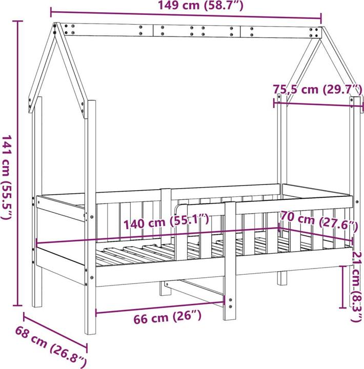 Nutritional values and ingredients vidaXL Kinderbettgestell (70 x 140 cm)