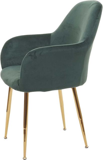 Actual product image Swisshandel24 6x Dining Chair HWC-F18, Chair Kitchen Chair, Retro Design Velvet Green, Golden Legs