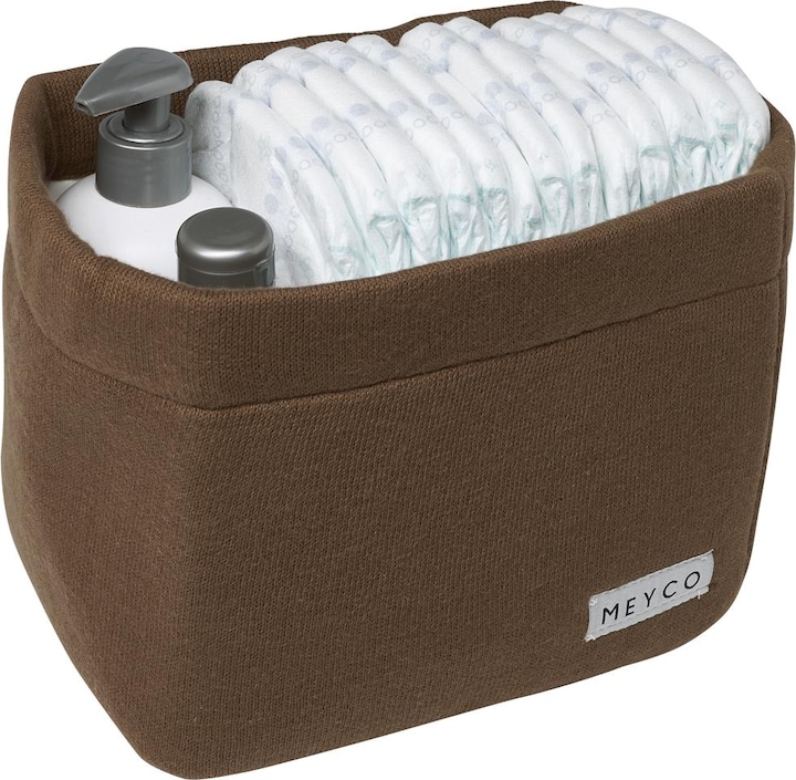 Actual product image Meyco Wrap stitch basket medium Knit basic chocolate