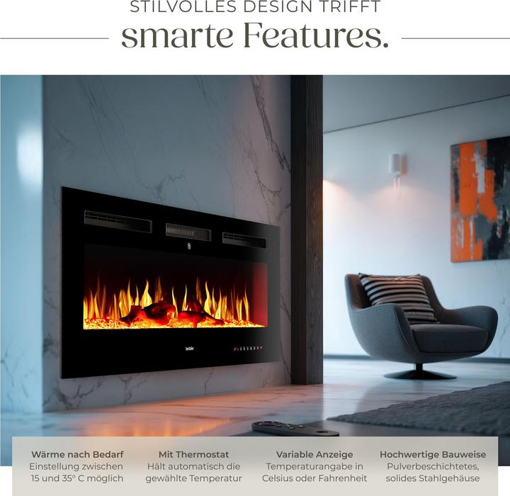 Image du produit tectake Elektro-Wandkamin Luci, 2 Heizstufen, Flammeneffekt