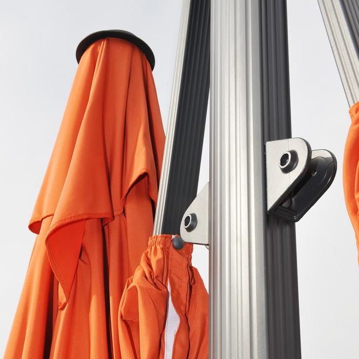 Produktbild Swisshandel24 Gastronomie-Alu-Luxus-Doppel-Ampelschirm, Pergola-Markise-Effekt, 6,2x3m Polyester 50kg - terrakotta (6.20 m)