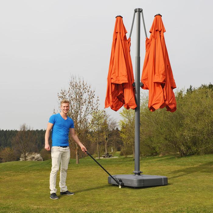 Produktbild Swisshandel24 Gastronomie-Alu-Luxus-Doppel-Ampelschirm, Pergola-Markise-Effekt, 6,2x3m Polyester 50kg - terrakotta (6.20 m)