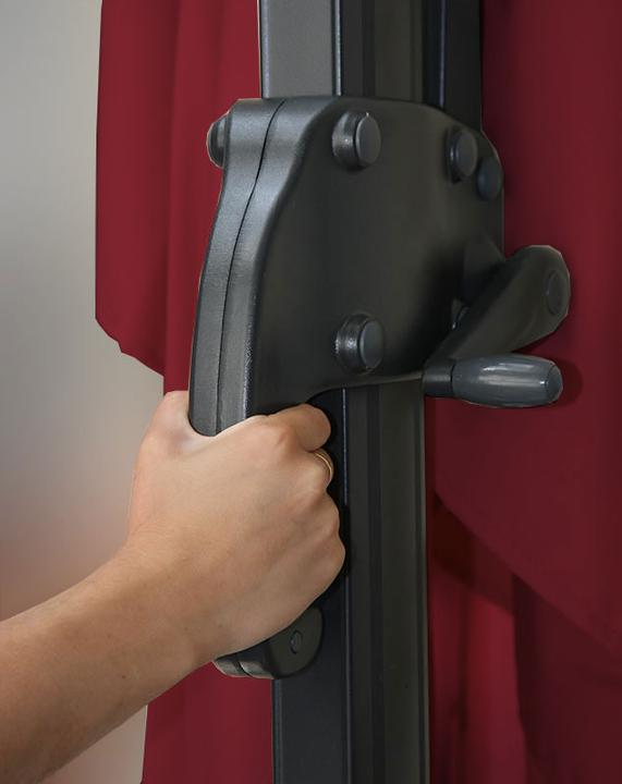 Actual product image Mendler Gastronomy traffic light umbrella, parasol, round Ø 4m polyester/aluminium 27kg - bordeaux with