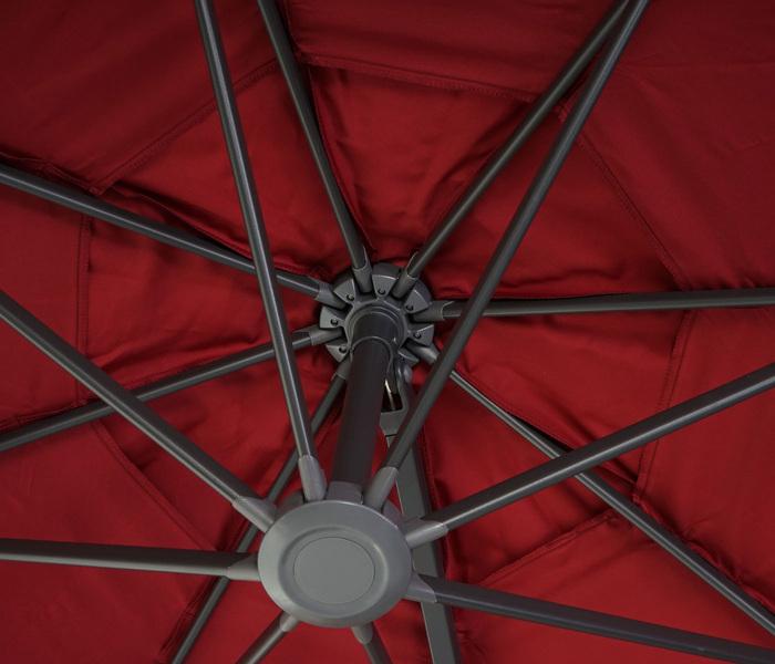 Actual product image Mendler Gastronomy traffic light umbrella, parasol, round Ø 4m polyester/aluminium 27kg - bordeaux with