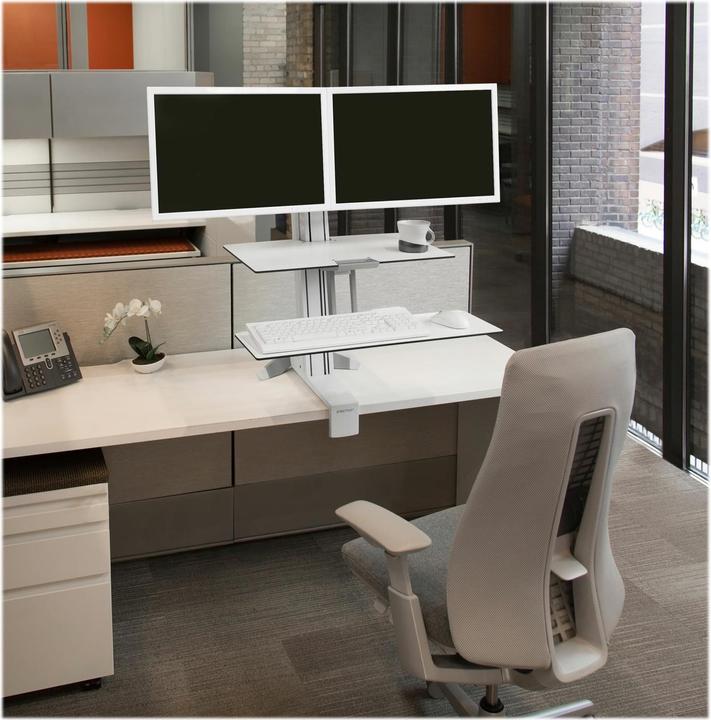 Actual product image Ergotron desk stand, WorkFit-S dual, worksurface+, keyboard tray, adjustable, 24 inch (58.50 x 115 x 46 cm)