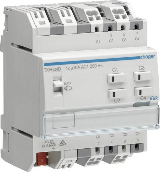 Hager Switch/shutter actuator TXA604D 4/2-way KNX easy 16A C-load (Shutter actuator)