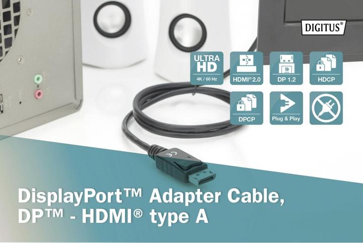 Produktbild Digitus DisplayPort — HDMI (Typ A) (3 m, DisplayPort, HDMI)