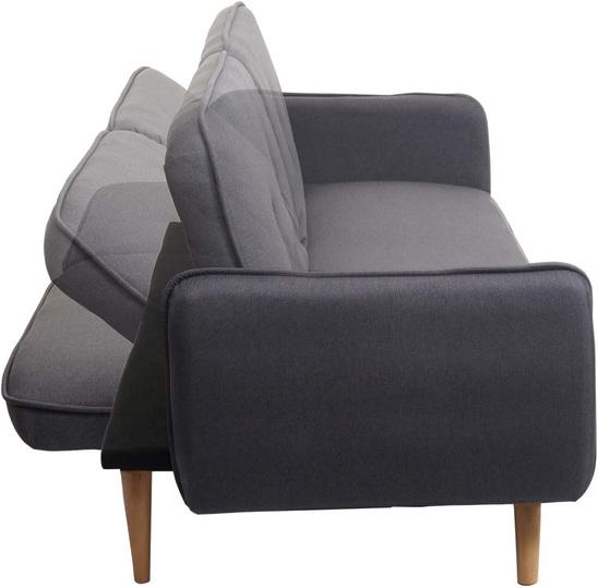 Produktbild Swisshandel24 Schlafsofa, Couch Klappsofa Gästebett Bettsofa, Schlaffunktion Stoff/Textil anthrazit-grau - 69686 (3-Sitzer)