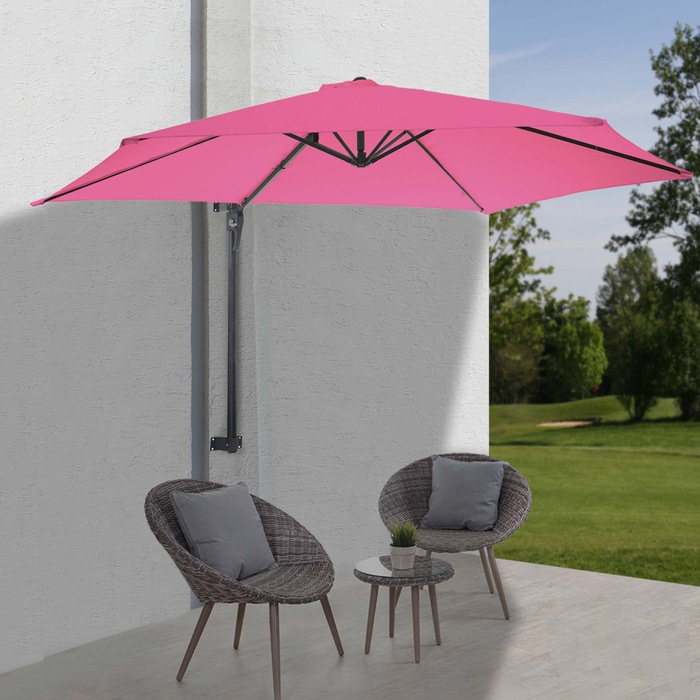 Produktbild Swisshandel24 Wandschirm Casoria, Ampelschirm Balkonschirm Sonnenschirm, 3m neigbar, Polyester Alu/Stahl 9kg pin (3 m)