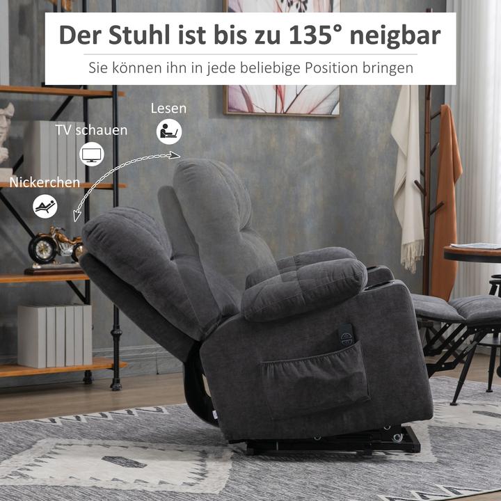 Produktbild Homcom Sessel mit Aufstehhilfe Polyester, Metall Dunkelgrau