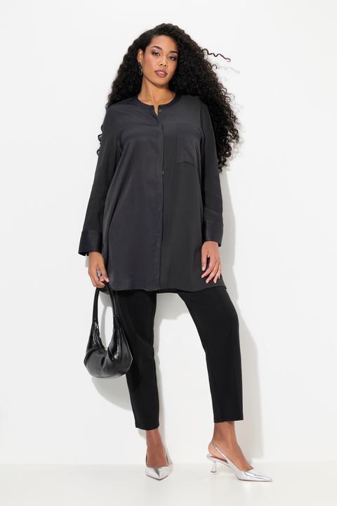 Produktbild Ulla Popken Satintunika, Patchlook, Stehkragen, Langarm (50, 52)