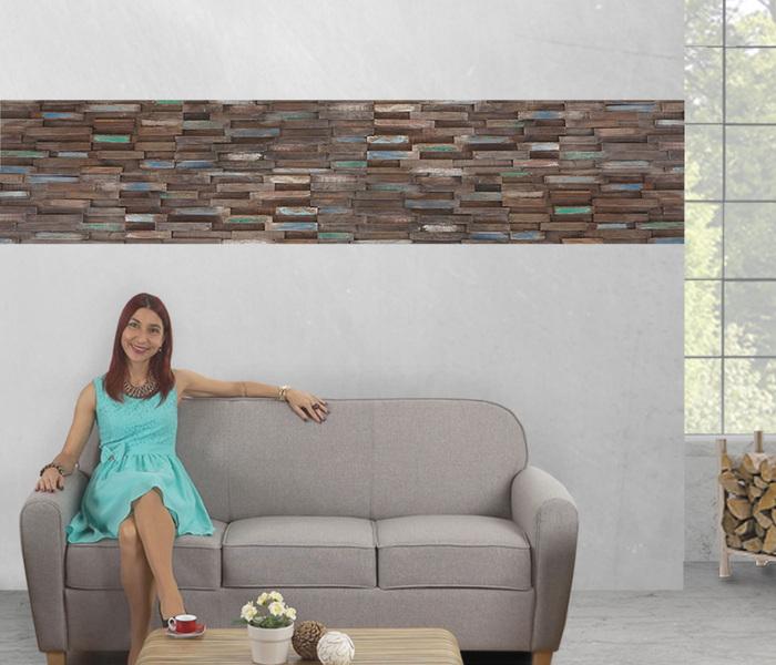 Produktbild Swisshandel24 10x Teak-Holzfliesen (1qm), 3D Wandfliesen Wandverkleidung Mosaikfliesen Wandpaneele vintage braun