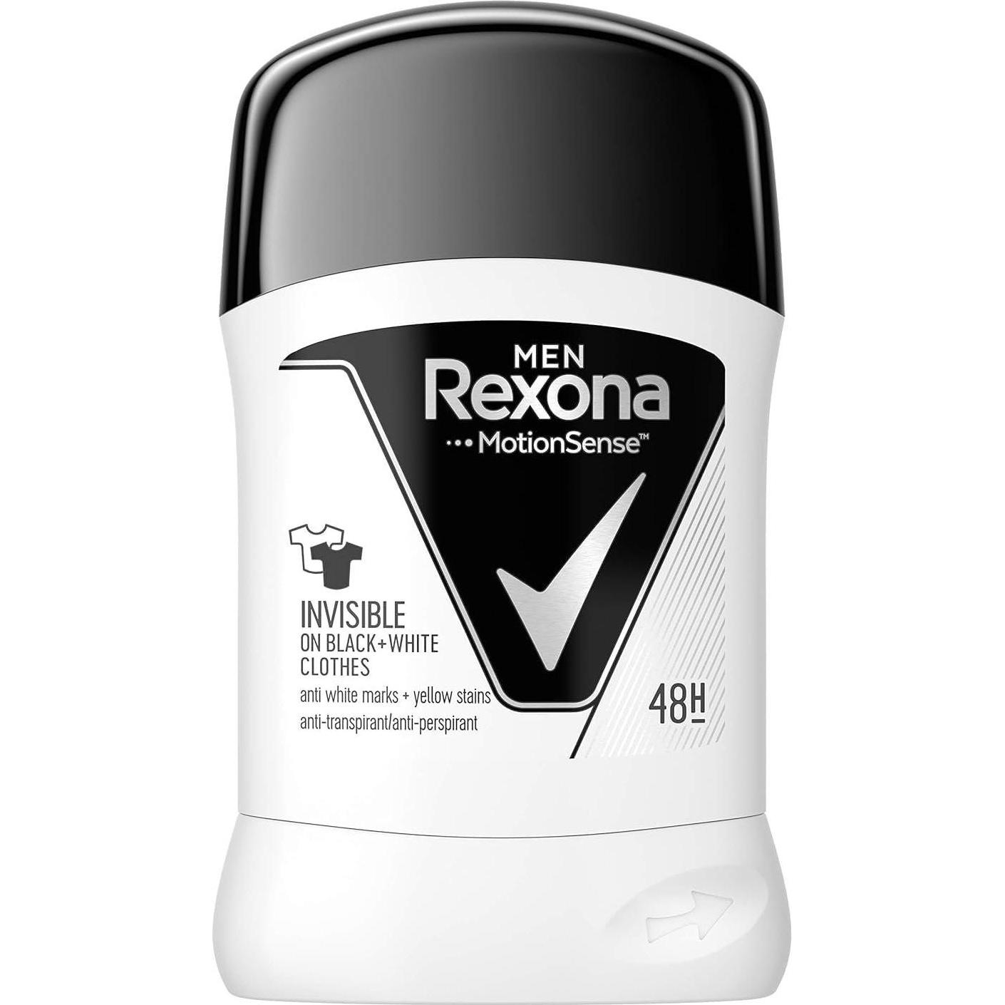 Rexona, Deodorante, Invisibile sui vestiti in bianco e nero (Stick, 50 ml)