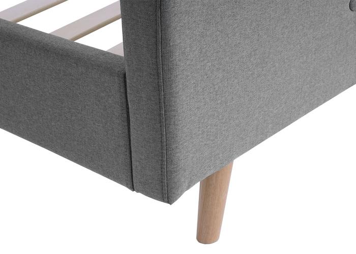 Actual product image Swisshandel24 Upholstered bed HWC-J98, bed double bed bedstead with slatted frame, solid wood 160x200cm grey (160 x 200 cm)