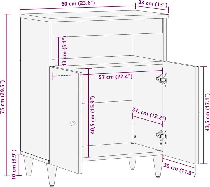 Produktbild vidaXL Sideboard (33 x 60 x 75 cm)