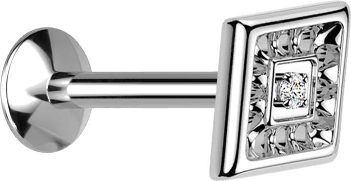 Image du produit Star Piercing Micro Threadless Labret UFO silber Diamantschliff Kristall silber (Titane)