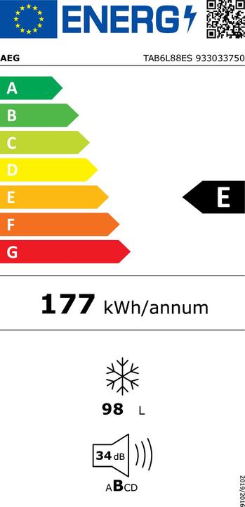 Energie-Label AEG Tab6l88es (Einbau, 98 l)