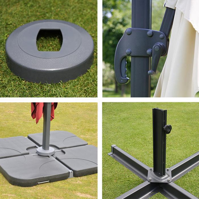 Image du produit Mendler Parapluie de signalisation pour la restauration, 3,5x3,5m anthracite avec support (3.50 m)