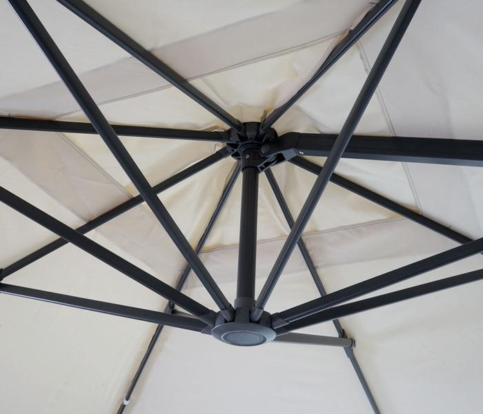 Actual product image Swisshandel24 Gastronomy traffic light umbrella, 3x3m (Ø4.24m) swivelling, polyester aluminium/steel 23kg, cream (3 m)