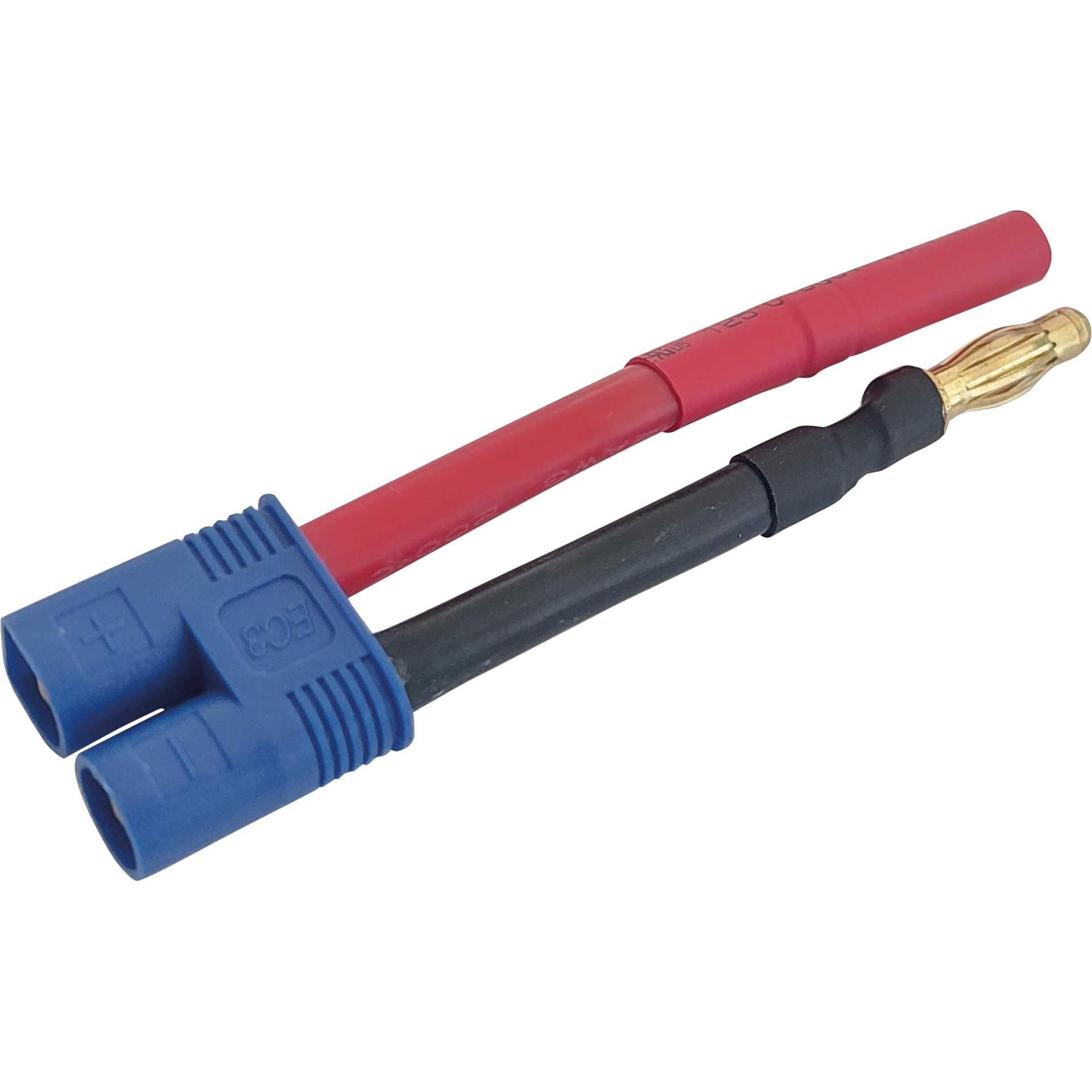 Planet-Hobby Adaperkabel EC-3 Stecker auf 4mm Goldkontakt (Buchse = Rot) 1Stk.