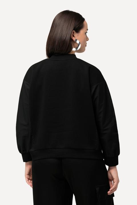 Produktbild Ulla Popken Sweatshirt, Popeline-Einsatz, Rundhals, Fledermaus-Langarm (56)