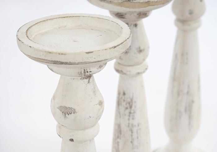 Image du produit Swisshandel24 Set de 3 chandeliers, bougeoirs, look shabby vintage hauteur 35cm blanc