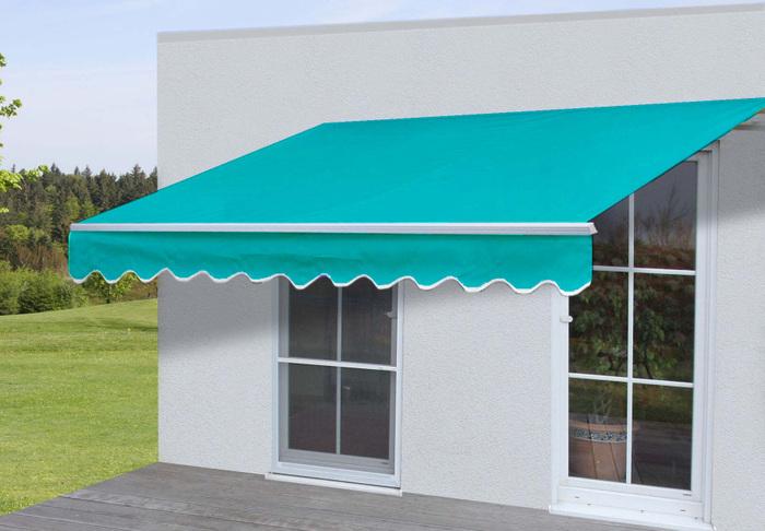 Swisshandel24 Store alu, store banne protection solaire 5x3m polyester turquoise (5 m)