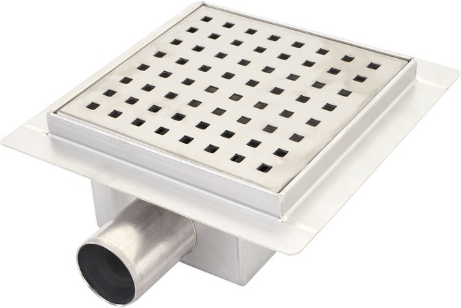 Produktbild Swisshandel24 Duschablauf 12x12cm Bodenablauf Abflussrinne Bad, Edelstahl Siphon gelocht - 51107