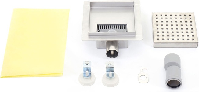 Produktbild Swisshandel24 Duschablauf 12x12cm Bodenablauf Abflussrinne Bad, Edelstahl Siphon gelocht - 51107