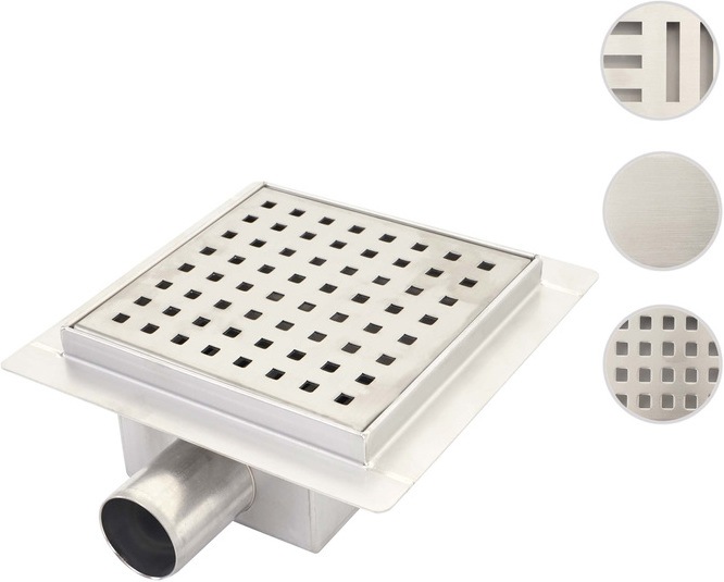Produktbild Swisshandel24 Duschablauf 12x12cm Bodenablauf Abflussrinne Bad, Edelstahl Siphon gelocht - 51107