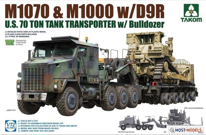 Takom U.S. M1070&M1000 w/D9R 70 Ton Tank Transporter w/Bulldozer