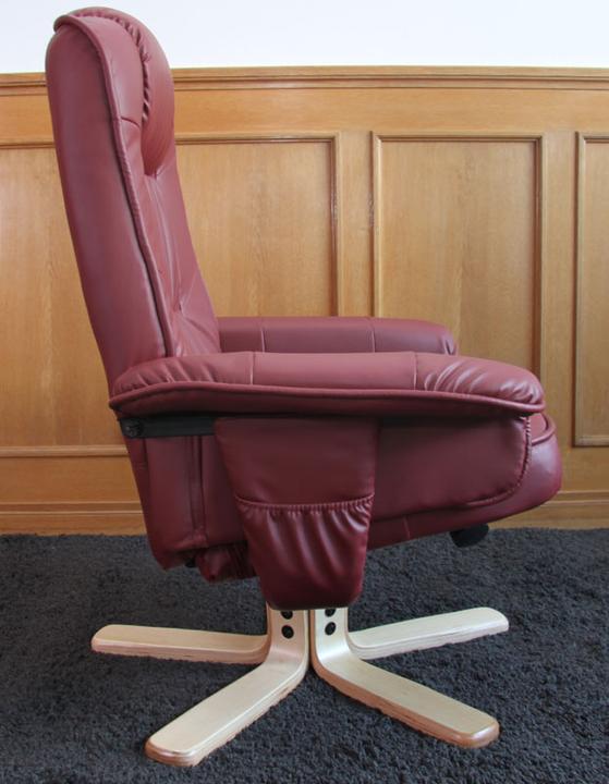 Immagine prodotto Swisshandel24 Poltrona relax Poltrona TV Poltrona senza sgabello in similpelle - bordeaux